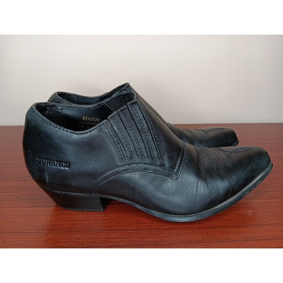 VINTAGE Durango Western Ankle Boot Women 8M Black Leather Y2K Stretch - Picture 3 of 9
